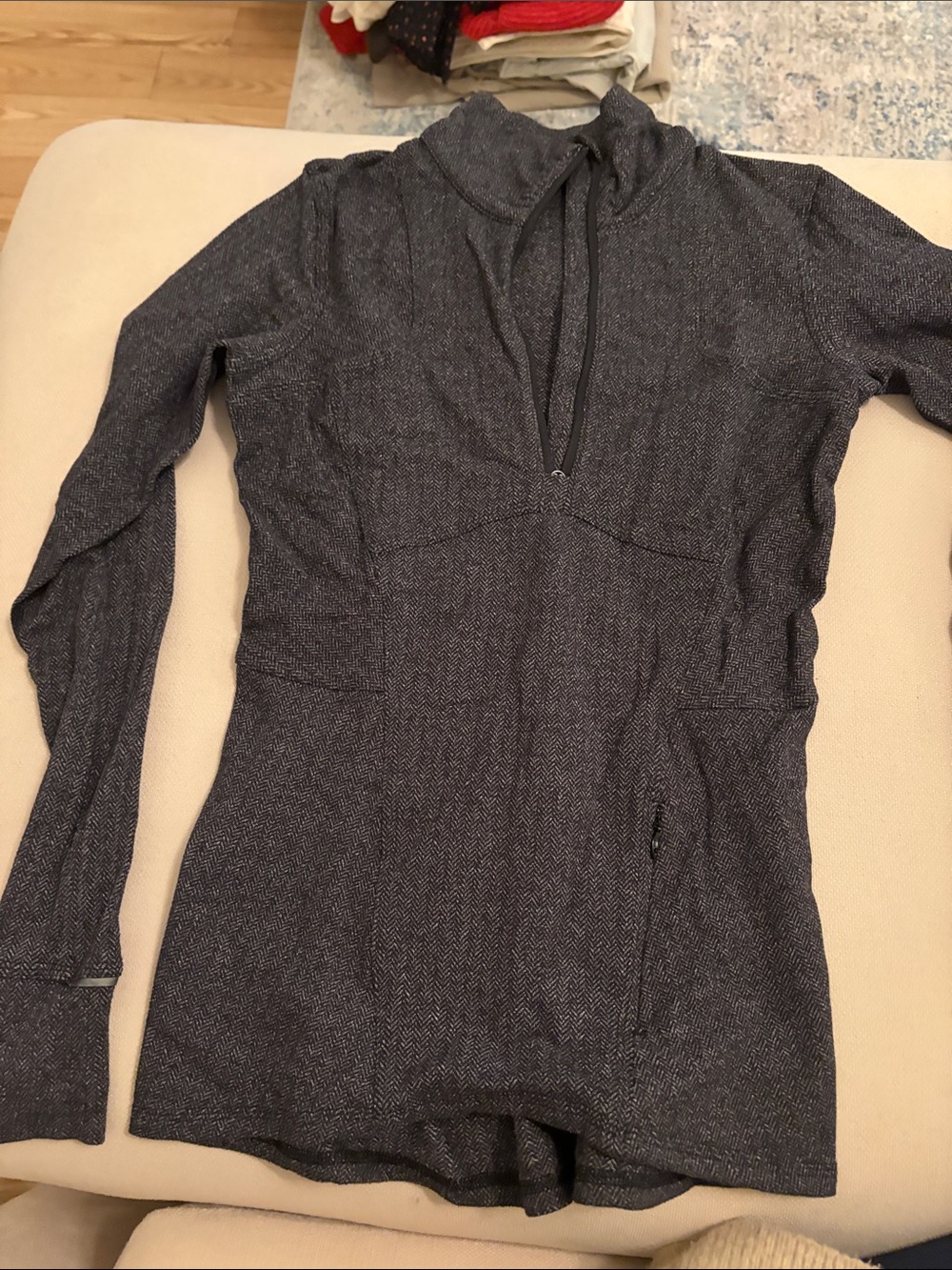 WoMen's Gray Quarter-Zip Sweater